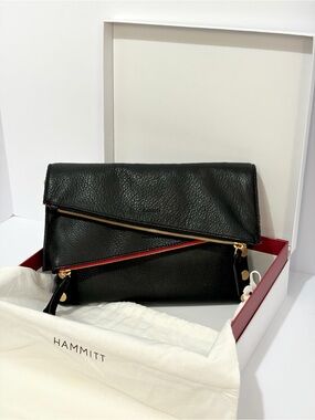 Hammitt Dillon Crossbody In Black Leather/Grey Pewter/Brushed Gold Hardware